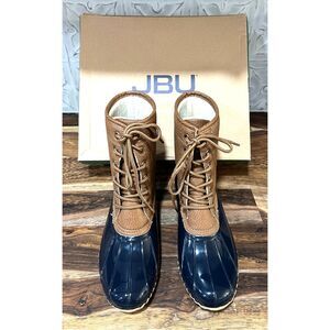 JBU Waterproof Navy Blue Maplewood Faux Fur Duck Boots Sz 6.5